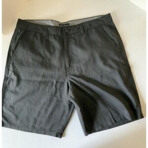 HANG TEN Men's Casual Classic Flat Front Golf Shorts Striped Gray Black Sz 38 W